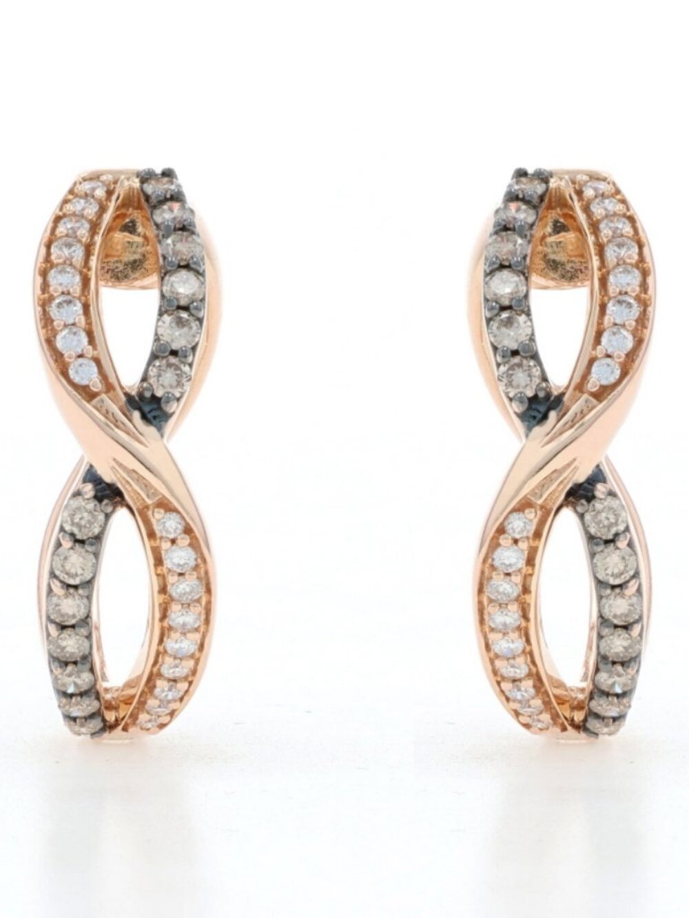 Le Vian Desert Diamond Crossover Hoop Earrings - Rose Gold 14k Rd .50ctw Ribbons